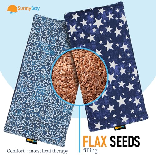 SunnyBay Small Microwave Heating Pad, Microwavable Versatile Cold/Heated Neck and Shoulder Wrap for Back Pain and More, Moist Heat Cotton-Fleece Pad, 6x11 Inches, Blue Star and Royal Flower, Pack of 2 - color: Pack of 2 - Blue Star and Royal Flower