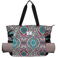 ESVAN Yoga Mat Bag Yoga Tote Carrier Shoulder Bag Carryall Tote for Office,Yoga,Pilates,Travel,Beach and Gym - color: E Bohemian Teal