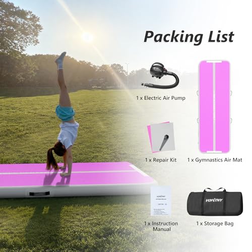 VOFiTNY All Purpose Gymnastics Mat 6.6/10/13/16/20 ft Sturdy Inflatable Tumble Track for Home/Gym - color: Cyan/HotPink, size: 6.6ft*6.6ft*4inches(2m*2m*0.1m)