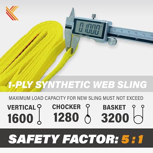 1-Ply Lifting Sling Straps 1”x 15ft - 1650lbs Vertical Capacity Heavy Duty Flat Eye Lift Sling, for Rigging Moving Towing Hoisting -2Pack - Kodiak Straps - color: 2 PACK, size: 1inch x 15ft
