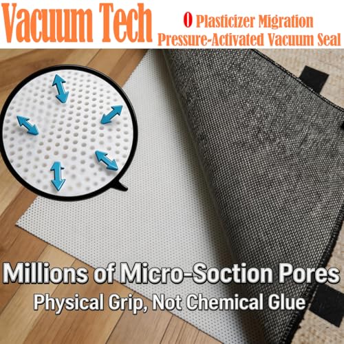 Mayhawk Non-Slip Rug Gripper Pad: Residue-Free Silicone, Hard Floors, 2X3Ft | Vacuum Tech for stronger grip; adhesive-free, BPA-free, low-profile, odorless, washable, reusable, safe for hardwood/tile/LVP - size: 2' x 3' (Rectangular)