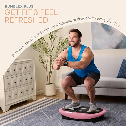 Lifepro Rumblex Plus/Pro 4D Vibration Plate Exercise Machine with 60 Speeds | 3 Motors, 7 Training Modes, Bluetooth Speaker, Wristband Remote — Vibration Plate for Lymphatic Drainage, Muscle Activation - color: Pink, size: Small