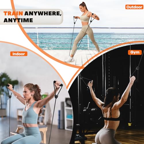 ONIPAX Stepper Resistance Bands with Handles, Strength Training Set | Includes connecting strap for double resistance; pair of handle bands for muscle toning; compact home gym exercise equipment