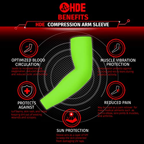 HDE Arm Compression Sleeves for Kids Basketball Shooting Sleeve Youth Sports Cooling Sun Protection Football Baseball 1 Pair - color: Action Green, size: Youth Medium