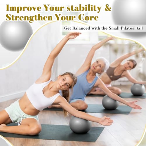 Sotiff 20 Pcs 9 Inch Pilates Ball Bulk Exercise Pilates Ball Mini Yoga Balls Therapy Core for Stability Barre Training Stretching Physical Posture Training Gym Workout with Inflation Tube - color: Grey