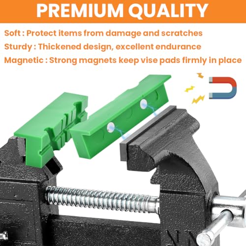 4.5" Soft Jaws for Bench Vise, Strongly Magnetic Vice Jaw Covers Protectors, Vise Jaw Pa-ds with Non-Slip Waffle Surface, Multi-Groove Design for Wood, Metal, Plastic(SIZE:2 Pair)
