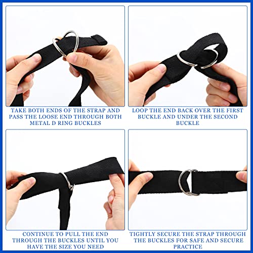 6 Pcs Yoga Strap for Stretching 8 ft Yoga Exercise Adjustable Straps Bands with Safe D Ring Buckle for Pilates, Gym Workouts, Fitness, Physical Exercise, Dance, Improve Flexibility - color: Black