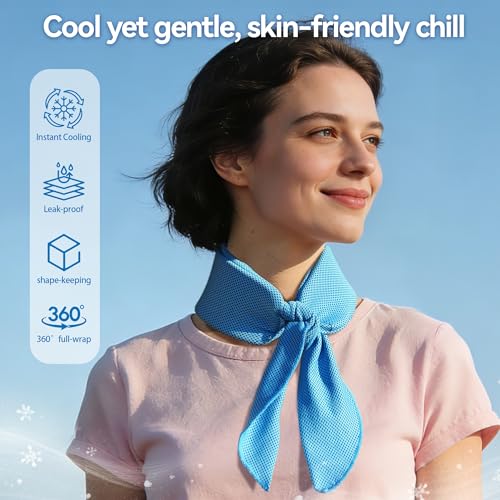 2-Pack New Upgraded Cooling Neck Wraps, Neck Coolers for Hot Weather, Leak-Proof Cooling Gel, 360° Full-Wrap, Cool Relief - Head, Neck, Wrists... - color: Blue+gray
