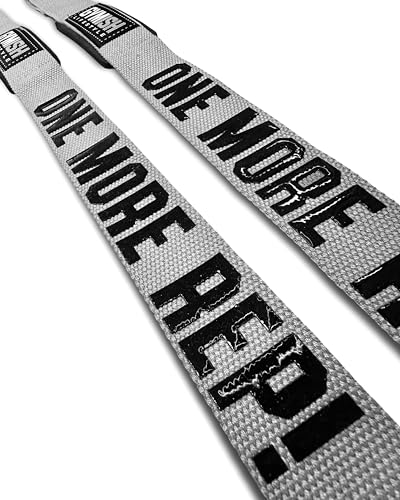 Gymish Lifestyle One More Rep Lifting Straps 24 Inch Non-Slip Soft Pad Wrist Strap for Weightlifting, Deadlifts & Powerlifting, Bodybuilding, Heavy Duty Gym Grips for Strength Training & Crossfit - color: Grey