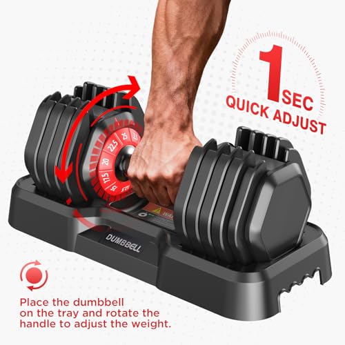 Adjustable Dumbbells Set All in One Free Weights Set for Home Gym | 25/26.5/52.5/55/85lbs Weights Dumbbells Set, 1 Sec Adjust Weights with Anti-Slip Handle for Home Fitness - color: 25lb-pair