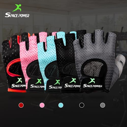spacepower Workout Gloves - Lightweight Breathable Gym Gloves for Women & Men's Exercise - color: Red, size: Small