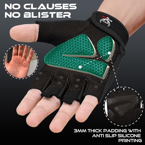 BEAST RAGE Workout Gloves for Men & Women - Fingerless Gym Gloves with Palm Protection, Breathable & Lightweight for Weightlifting, Cycling & Pull Up - color: Black, size: Large
