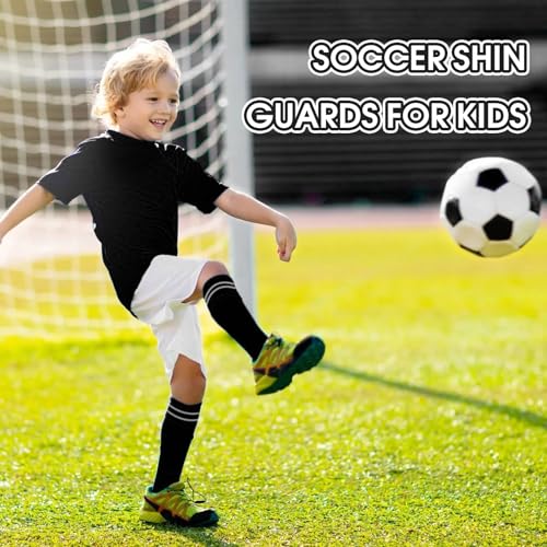 2 Pair Soccer Shin Guards Kids Youth, Shin Pads for 3-15 Years Old Boys and Girls Football Games EVA Cushion Protection Reduce Shocks and Injuries Lightweight Equipment - color: Black and Blue, size: Large