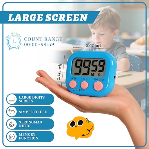 12 Pack Multi-Function Digital Timers, Magnetic Large LCD Display Loud Alarm Countdown Timers, Extensively Use in Classroom, Break Time, Gym, Meeting, Cooking