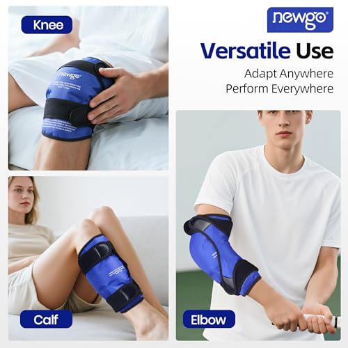 NEWGO Knee Ice Pack Wrap, 360° Full Wrap, Blue | Y-shaped Strap Stays Put, Reusable for Knee Replacement, ACL, Arthritis, Swelling, and Sports Injuries, 21.7" x 9.8" - color: Regular Blue 1-pack