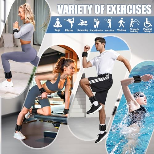 BECOJADDE Ankle Weights Set of 2 (1 lb/2 lb Each) for Women Men Adjustable Wrist Bracelet for Home Gym Weighted Bangles Wristbands Leg Arm Weights for Walking Swimming Running Pilates Yoga Gym - color: Black, size: 4 Lb Pair (2 Lb Each)