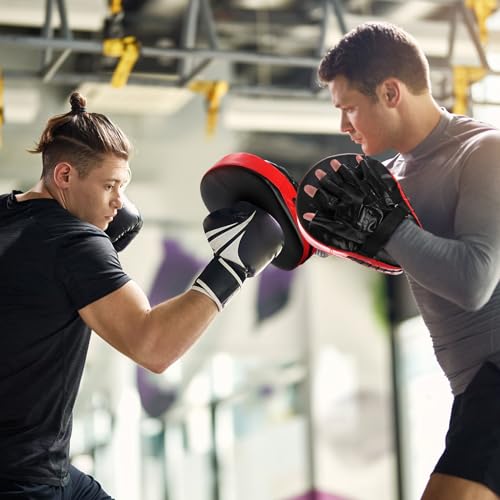 ZOOFOX 2-in-1 Punching Mitts and Kick Pack Set, Curved Focus Mitts and Taekwondo Kick Pad, Adjustable Strike Shield Arm Pad for Muay Thai and MMA