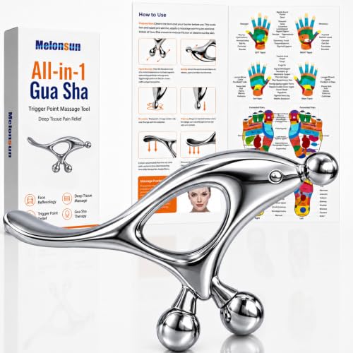 Melonsun Trigger Point Massage Tool for Deep Tissue Relief, Gua Sha Muscle Scraper for Fascia Release, Thumb Saver Acupressure Massager for Jaw, Neck, Shoulder, Back & Full Body Tension Relief