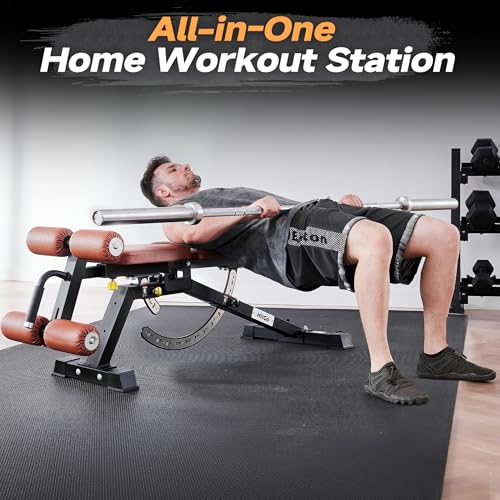 Adjustable Weight Bench with Transport Wheels for Home Gym - color: Basic - Black/Brown