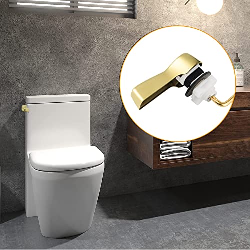 Hibbent Universal Metal Side Mount Toilet Handle Replacement Kit, Brass Toilet Flush Tank Lever with Stainless Steel Flapper Chains for Most Toilets, Shiny Gold - color: Polished Brass, style: Side Mount
