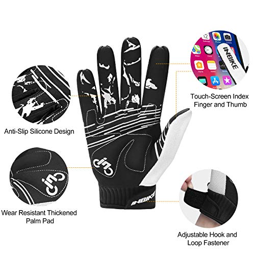 INBIKE Cycling Gloves for Men/Women Bike Gloves with Touchscreen-Padded Anti-Slip Mountain Biking MTB Bicycle Gloves for Cycling/Workout/Gym/Outdoor - color: White, size: X-Large