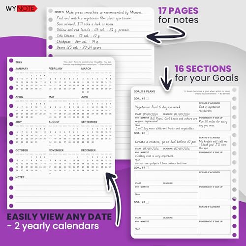 Fitness Journal Royal Purple on 150+ Workouts + Yearly Calendar + 55 Tracking Values - A5 Workout Journal with Fat tracking - Planner to 12 items to track + 7 comparative periods + Goals