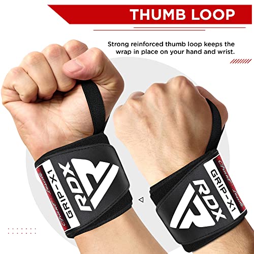 RDX Wrist Wraps for Weightlifting (Pair), IPL USPA Approved, Elasticated 18” Cotton Straps Support with Thumb Loop, Gym Wrap for Weight Lifting Powerlifting Competition Strength Training Bodybuilding - color: USA Flag