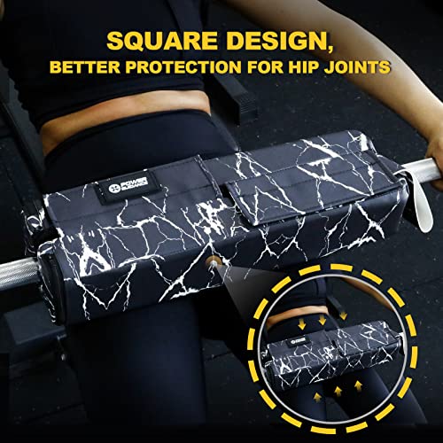 POWER GUIDANCE Square Hip Thrust Pad Barbell Squat Pad Protective Pad for Barbell Bench Press, Barbell Hip Thrusts, Weight Lifting, Squats, Lunges - Fit Standard and Olympic Bars - color: Black#Marbling