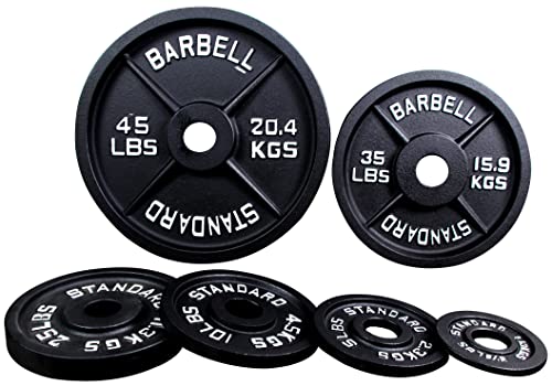Signature Fitness Olympic 2-Inch Cast Iron Plate Weight Plate for Strength Training and Weightlifting, Multiple Sizes - color: 25LB Pair, style: Style #1