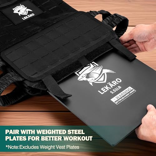Adjustable Weighted Vest for Men Women – Tactical Vest for Rucking, HIIT & CrossFit, Fits 10x12 Plates, 600D Breathable Weight Vest & Exercise Vest for Strength Training, Weights Not Included - color: Black