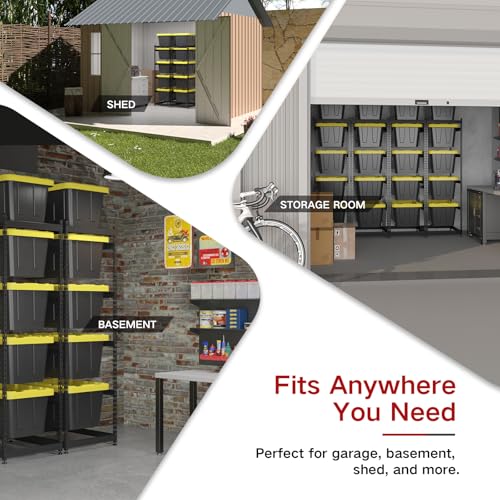 27 Gallon Tote Storage Rack, Heavy-Duty Storage Bin Rack Organizer, 5-Tier Standing Storage Bin Shelves, 250 lb Capacity, Maximize Space for Garage, Warehouse, Utility, 1-Pack (Totes Not Included) - size: 1 Pack