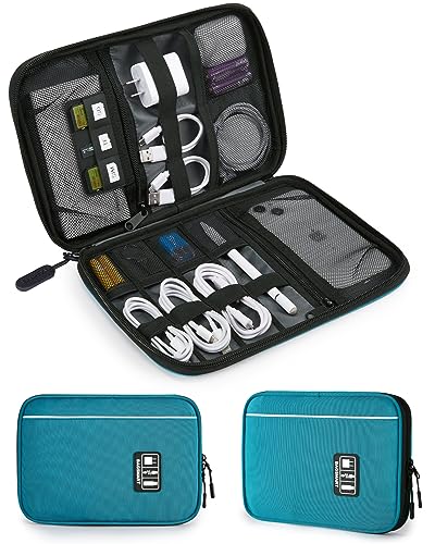 BAGSMART Large Electronics Organizer Travel Case for Tech Accessories, Blue | Travel Cable Organizer, For Travel Essentials, Cord Organizer, For Phone Power Bank SD Card - color: Blue