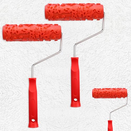 2 Pcs 7"DIY Patterned Paint Roller | Decorative Art Texture Roller | Pattern Rubber Rollers Textures Tool DIY Decorative Art Paint for Walls, Furnitures and Floors DIY Paints Art