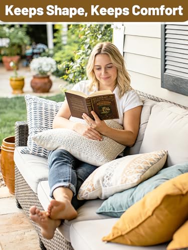 Apipi 4 Pack Wind Resistant Weighted Pillow Inserts for Outdoor, 1lb Each | Hidden Weighted Inserts, Help Keep Pillows in Place, Easy to Install & Remove for Windy Patios, Beach, Desert, 8" x 7"