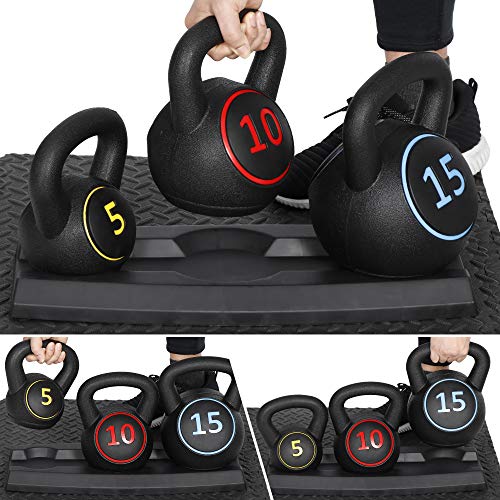 Nouva Kettlebell Sets, Strength Training Kettlebells Wide Grip Kettlebell Exercise Fitness Weight Set for Home Gym Weightlifting, Strength & Core Training - style: 5 - 15lb