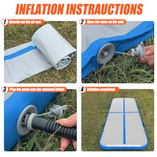 SUDOO Gymnastics Air Mat 10ft/13ft/16ft Inflatable Air Tumble Track Mat 4" Thick Tumbling Mat With Pump or No Pump for Training Tumble Yoga Cheerleading Parkour Beach Water Activities Home Use - color: Blue, size: 13ft*3.3ft*4in (4*1*0.1m)
