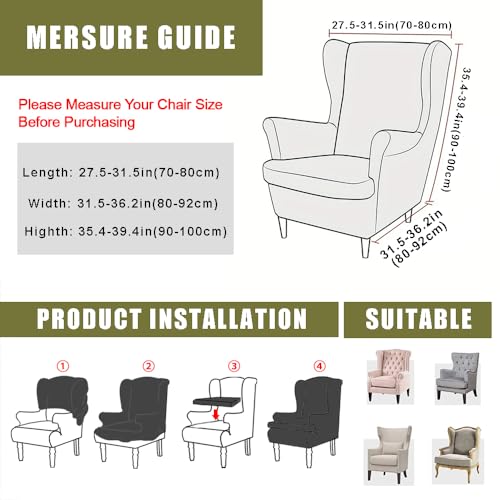 NILUOH Wingback Chair Slipcover 2-Piece Stretch Wingback Chair Sofa Slipcover Armchair Cover Printed Furniture Protector Couch Soft with Elastic Bottom for Living Room - color: Flower 5