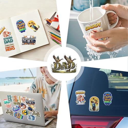 30 PCS Funny Dad Stickers Pack, Cute Durable Vinyl Decals, Fatherhood Waterproof Sticker, for Car Laptop Water Bottle Helmet Scrapbooking, Gifts for Adults Men Dads Grandpa Men Father's Day - color: Dad Stickers
