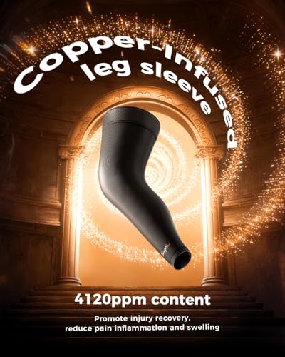 Copper-Infused Leg Compression Sleeve Ultra Breathable Full Leg Compression Sleeve for Pain Relief,Arthritis, Muscle Recovery, Swelling, Inflammation, Leg Sleeve for Thigh, Calf, Knee, Men & Women(Black, Small) - size: Small