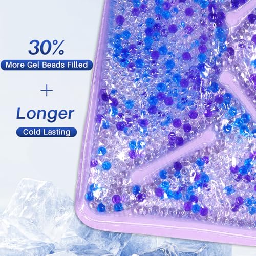 Knee Ice Pack Wrap for Pain Relief Reusable Gel Ice Wrap for Leg Injuries Swelling Knee Replacement Post-Surgery Recovery Adjustable Cold Compression Therapy Wrap for Arthritis - color: Light Purple