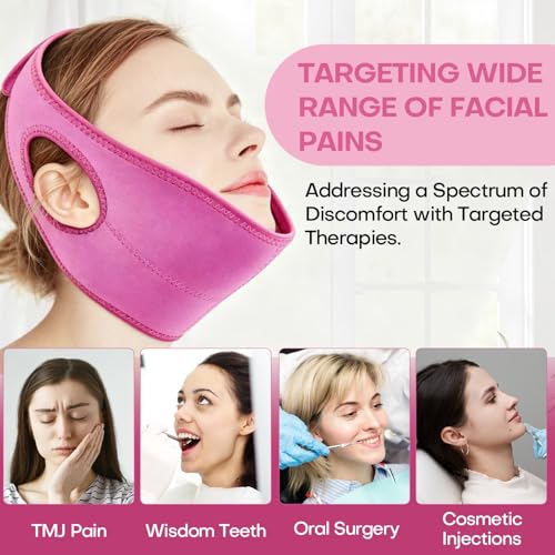 Wisdom Teeth Ice Pack Head Wrap Jaw Face Ice Pack for Wisdom Teeth Removal Extraction Toothache Pain Relief Facial Face Oral Surgery TMJ Tonsillectomy Recovery Must Haves (Hot Pink) - color: Hot Pink