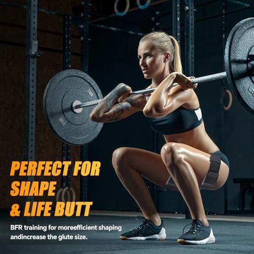 Booty Bands, Blood Flow Restriction Bands for Women/Men, Adjustable BFR Training Bands for Glutes & Hip Building, Occlusion Resistance Bands - color: Black