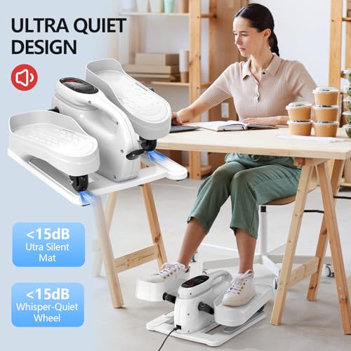 Under Desk Elliptical Machine for Senior Mini Elliptical Leg Exerciser with Remote Quiet Portable Electric Seated Foot Pedal Exerciser for Home Office - size: Portable