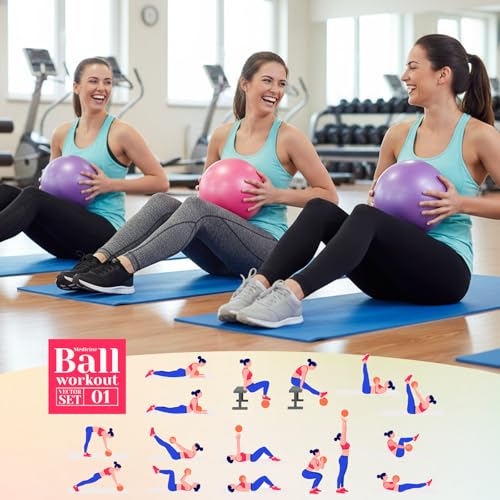 4 Pcs Small Exercise Pilates Ball Bulk 9 Inch Mini Yoga Balls Anti Burst and Slip for Stability, Fitness, Physical Therapy, Stretching & Core Workout at Home Gym Office Class - color: Pink,Purple