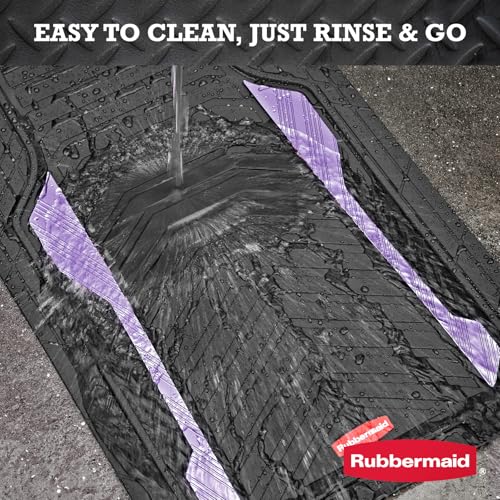 Rubbermaid Car Floor Mat, Heavy Duty All-Weather Car Mats Full Set with Dual-Tone Purple Aluminum Inserts – Universal Fit, Anti-Slip Backing, Trim-to-Fit for Most SUV, Sedan, Van - color: Purple