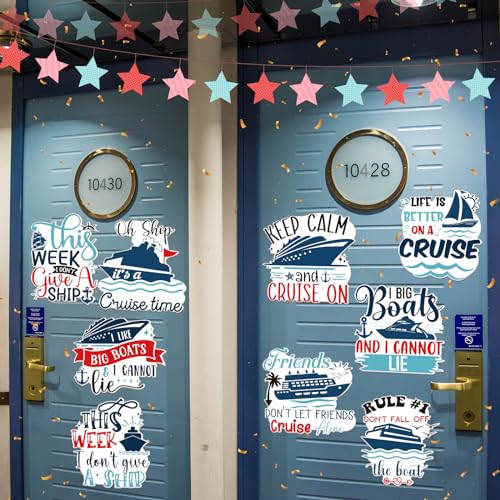 Wxiben 9 Pcs Friends Cruise Ship Door Magnets Decorations Magnetic Stickers | Sea Navigation Design, Strong Magnet Grip, Firm Sticking, Magnet Stickers for Carnival, Party, Fridge, Stateroom Cabin Door - style: Friends