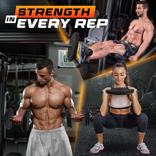 Yes4All Standard Weight Plates, 1-Inch Cast Iron Barbell Weights, Wide Range 5–50 LB, Ideal for Strength Training & Workout Routine, Available in Single, Pair & Set of 4 - color: Black Set of 4, size: 4x5LB