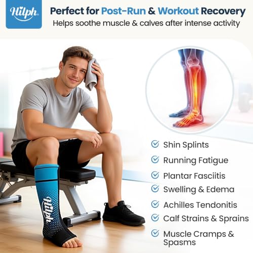 Hilph Full Calf & Foot Ice Pack Wrap, Extended Leg to Foot Ice Sleeve | Flexible Gel Ice Calf Compression Sleeve, Lower Leg Ice Pack, Pain Relief for Shin Splints, Swelling, Muscle Running Recovery