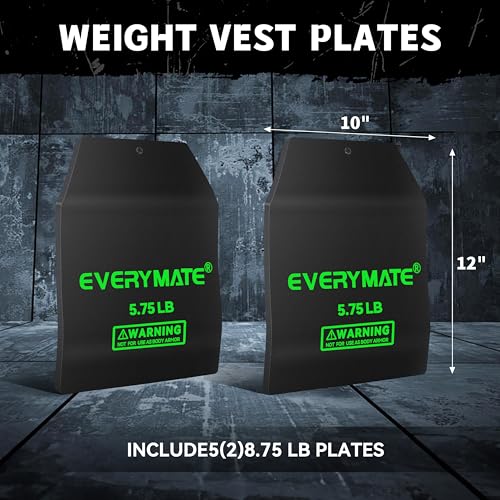 EVERYMATE Tactical Weighted Vest Plates – 3.75/5.75/8.75/14.5/19.75LB Pairs – Insert Weighted Vest Plates- Contoured Ergonomic Fit – WODs, Strength Training, Running, Weight Plates for Vest - color: 5.75LB*2, size: Curved