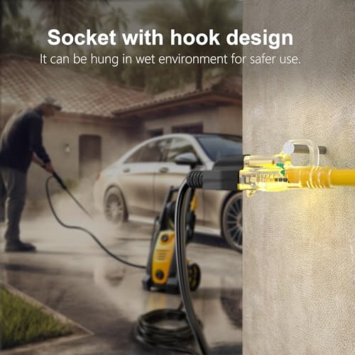 HUANCHAIN 12/3 Gauge Heavy Duty Outdoor Extension Cord 15 ft Waterproof with Lighted end, Flexible Cold-Resistant 3 Prong Electric Cord Outside, 15Amp 1875W 12AWG SJTW, Yellow, ETL - color: Yellow, size: 15FT